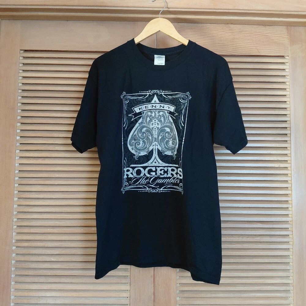 Vintage Style Kenny Rogers Concert Tee The Gambler Black Cotton Size Men's L